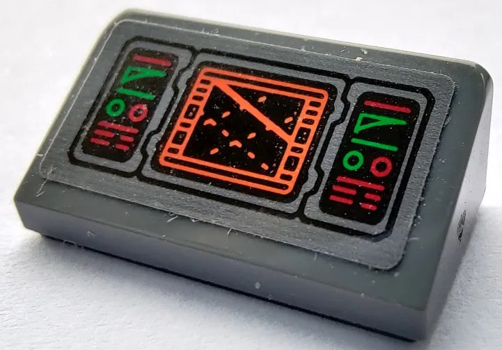 Slope 30 1 x 2 x 2/3 with Display Screen with Orange Radar Map, Green and Red Circles and Lines Pattern (Sticker) - Set 76240