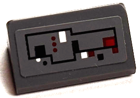 Slope 30 1 x 2 x 2/3 with Control Panel with Black, Red and White Circuitry with Lines, Dots and Squares Pattern (Sticker) - Set 75039