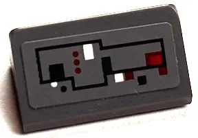 Slope 30 1 x 2 x 2/3 with Control Panel with Black, Red and White Circuitry with Lines, Dots and Squares Pattern (Sticker) - Set 75039