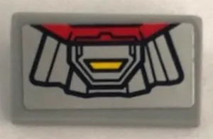 Slope 30 1 x 2 x 2/3 with Red and Silver Armor Plates, Yellow Trapezoid with Black Outline Pattern Bottom End (Sticker) - Set 75973