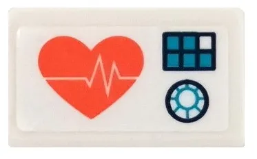 Slope 30 1 x 2 x 2/3 with Coral Heart with ECG Monitor Line and Dark Blue Control Panel with Dark Turquoise Keypad Buttons and Dial Pattern (Sticker) - Set 41394