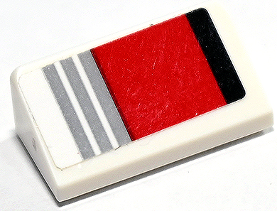 Slope 30 1 x 2 x 2/3 with Black and Light Bluish Gray Lines and Red Stripe Pattern Model Left Side (Sticker) - Set 75888