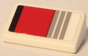 Slope 30 1 x 2 x 2/3 with Black and Light Bluish Gray Lines and Red Stripe Pattern Model Right Side (Sticker) - Set 75888
