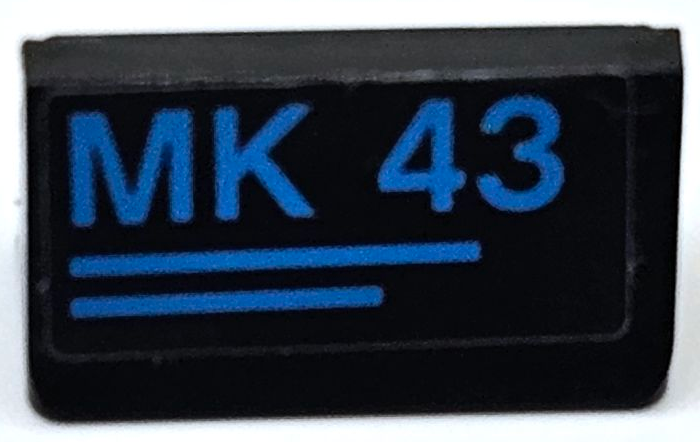 Slope 30 1 x 2 x 2/3 with Dark Azure 'MK 43' and 2 Lines Pattern (Sticker) - Set 76105