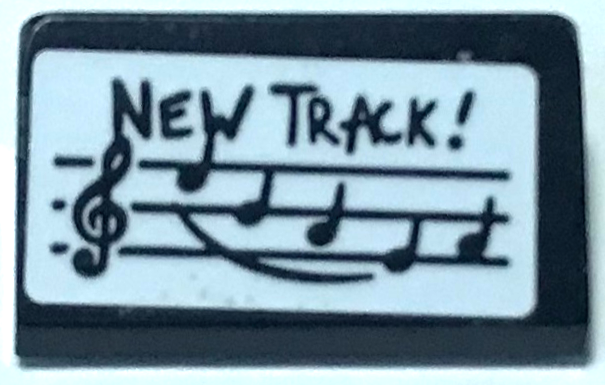 Slope 30 1 x 2 x 2/3 with Music Notes / Musical Score and 'NEW TRACK!' on White Background Pattern (Sticker) - Set 70922