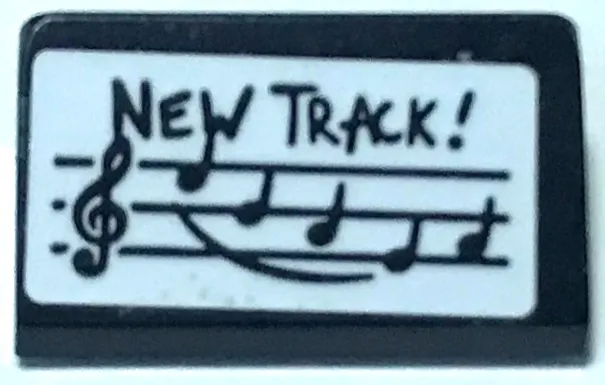 Slope 30 1 x 2 x 2/3 with Music Notes / Musical Score and 'NEW TRACK!' on White Background Pattern (Sticker) - Set 70922