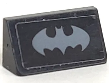 Slope 30 1 x 2 x 2/3 with Dark Bluish Gray Bat Batman Logo Pattern (Sticker) - Set 70916