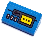 Slope 30 1 x 2 x 2/3 with White Number 1, 2, 3 Buttons, Keyhole and Yellow Rectangle with 3 Black Dots Pattern (Sticker) - Set 70422