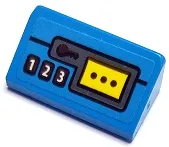 Slope 30 1 x 2 x 2/3 with White Number 1, 2, 3 Buttons, Keyhole and Yellow Rectangle with 3 Black Dots Pattern (Sticker) - Set 70422