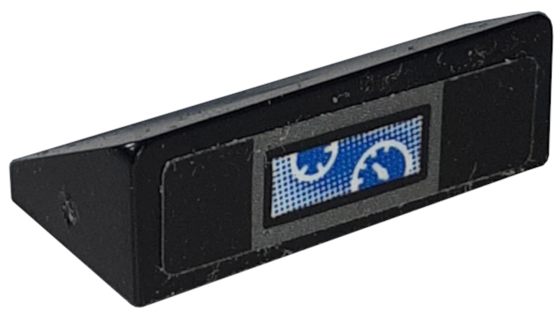 Slope 30 1 x 2 x 2/3 with White Gauges on Blue Background Pattern (Sticker) - Set 76917