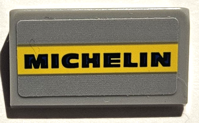 Slope 30 1 x 2 x 2/3 with 'MICHELIN' on Yellow Stripe Pattern (Sticker) - Set 75889