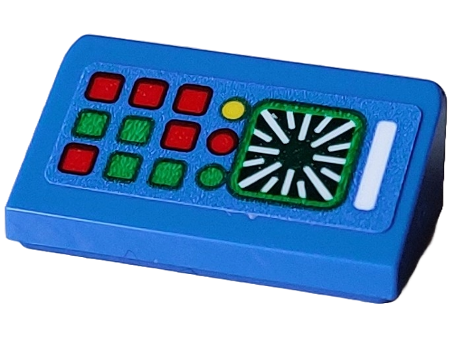 Slope 30 1 x 2 x 2/3 with Yellow, Red and Green Buttons, Black Radar Screen and White Bar Pattern (Sticker) - Set 40712