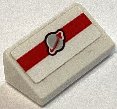 Slope 30 1 x 2 x 2/3 with Silver and Red Classic Space Logo on Stripe Pattern (Sticker) - Set 60350