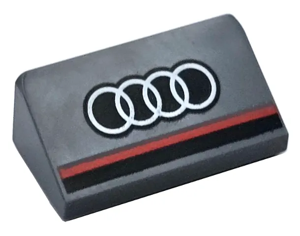 Slope 30 1 x 2 x 2/3 with Black and Red Stripes and White Audi Logo Pattern