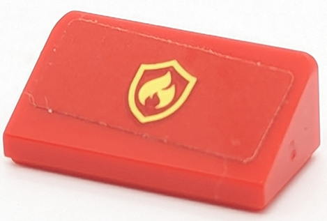 Slope 30 1 x 2 x 2/3 with Bright Light Yellow Fire Logo Badge Pattern (Sticker) - Set 40347