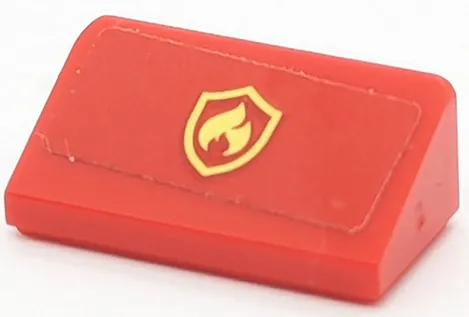 Slope 30 1 x 2 x 2/3 with Bright Light Yellow Fire Logo Badge Pattern (Sticker) - Set 40347