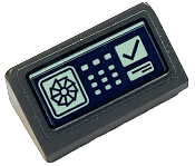 Slope 30 1 x 2 x 2/3 with Control Panel with Light Aqua Buttons and Check Mark on Dark Blue Screen Pattern (Sticker) - Set 76122