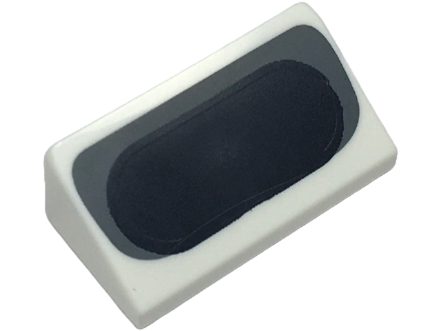 Slope 30 1 x 2 x 2/3 with Black Oval and Dark Bluish Gray Air Intake Pattern