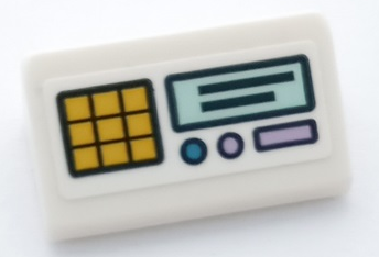 Slope 30 1 x 2 x 2/3 with Cash Register with Bright Light Orange Keypad, Lavender Buttons and Light Aqua Screen Pattern (Sticker) - Set 41448