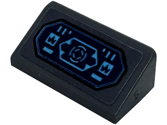 Slope 30 1 x 2 x 2/3 with Dark Blue and Medium Azure Control Panel Screen Pattern (Sticker) - Set 71833