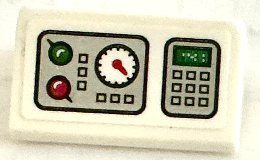 Slope 30 1 x 2 x 2/3 with Control Panel with Buttons, Green and Red Lights, White Gauge and Keypad Pattern (Sticker) - Set 75882