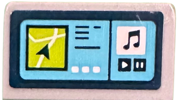 Slope 30 1 x 2 x 2/3 with GPS Screen with Arrow, Music Note, Play and Pause Buttons Pattern (Sticker) - Set 41735
