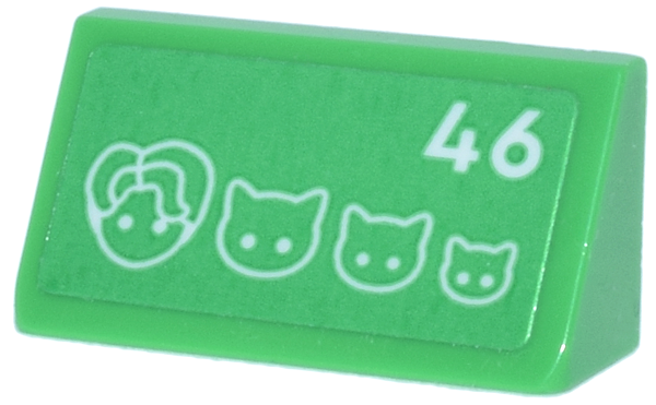 Slope 30 1 x 2 x 2/3 with White House Number '46', Mini Doll and Cat Heads Pattern (Sticker) - Set 42670