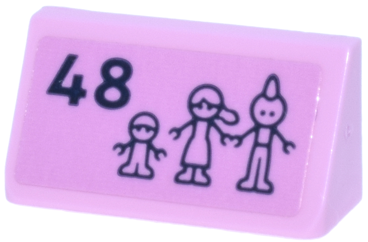 Slope 30 1 x 2 x 2/3 with Black House Number '48' and Family Mini Dolls Pattern (Sticker) - Set 42670