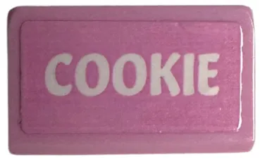 Slope 30 1 x 2 x 2/3 with White 'COOKIE' Pattern (Sticker) - Set 41718