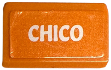 Slope 30 1 x 2 x 2/3 with White 'CHICO' Pattern (Sticker) - Set 41718