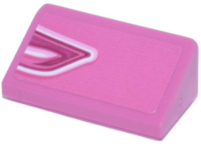 Slope 30 1 x 2 x 2/3 with White, Magenta and Bright Pink Wavy Lines Pointed Pattern Model Left Side (Sticker) - Set 77241