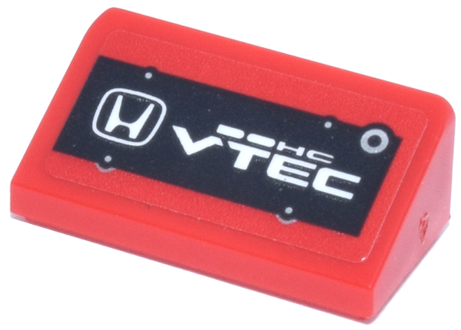 Slope 30 1 x 2 x 2/3 with White Honda Logo, 'DOHC VTEC' and Silver Rivets on Black Background Pattern (Sticker) - Set 77241