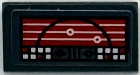 Slope 30 1 x 2 x 2/3 with Control Panel with Red Screen, White Lines and Buttons Pattern (Sticker) - Set 76294