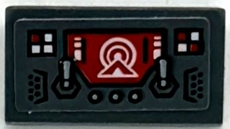 Slope 30 1 x 2 x 2/3 with Control Panel with Red Screen, White Circles, Buttons and Switches Pattern (Sticker) - Set 76294