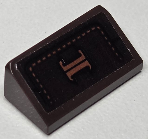 Slope 30 1 x 2 x 2/3 with Reddish Brown Stitching and Strap with Clasps Pattern (Sticker) - Set 76282