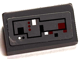 Slope 30 1 x 2 x 2/3 with Control Panel with Black, Red and White Circuitry with Lines, Dots and Squares Pattern 1 (Sticker) - Set 75043