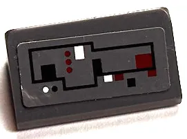 Slope 30 1 x 2 x 2/3 with Control Panel with Black, Red and White Circuitry with Lines, Dots and Squares Pattern 1 (Sticker) - Set 75043