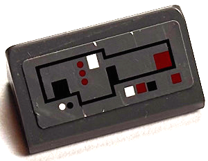 Slope 30 1 x 2 x 2/3 with Control Panel with Black, Red and White Circuitry with Lines, Dots and Squares Pattern 2 (Sticker) - Set 75043