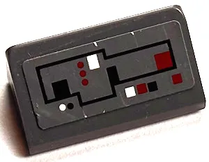 Slope 30 1 x 2 x 2/3 with Control Panel with Black, Red and White Circuitry with Lines, Dots and Squares Pattern 2 (Sticker) - Set 75043