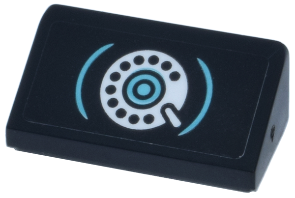 Slope 30 1 x 2 x 2/3 with White and Medium Azure Rotary Phone Dial Pattern (Sticker) - Set 11370