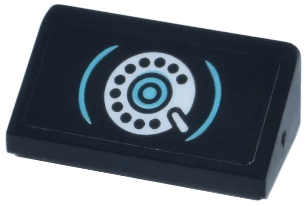 Slope 30 1 x 2 x 2/3 with White and Medium Azure Rotary Phone Dial Pattern (Sticker) - Set 11370