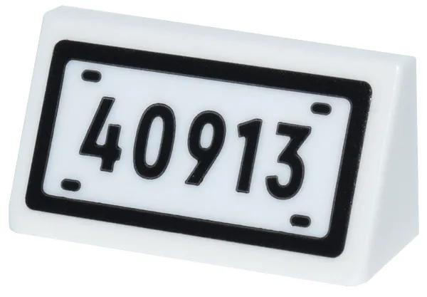 Slope 30 1 x 2 x 2/3 with License Plate Black '40913' Pattern (Sticker) - Set 40913