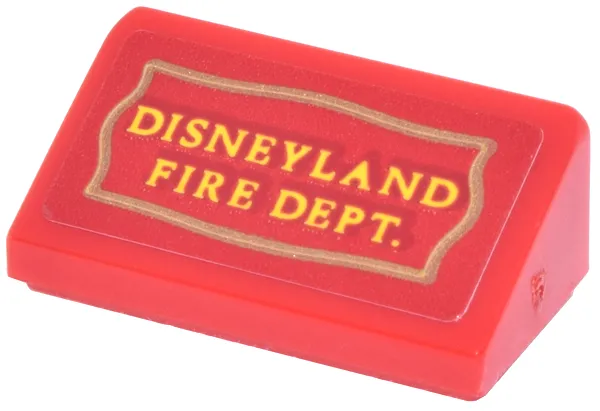 Slope 30 1 x 2 x 2/3 with Gold Sign with Yellow 'DISNEYLAND FIRE DEPT.' Pattern (Sticker) - Set 43302