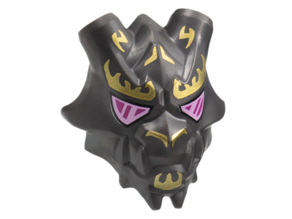 Minifigure, Visor Mask Ninjago Crystal King with Large Gold Markings and Magenta and Bright Pink Eyes Pattern