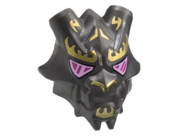 Minifigure, Visor Mask Ninjago Crystal King with Large Gold Markings and Magenta and Bright Pink Eyes Pattern