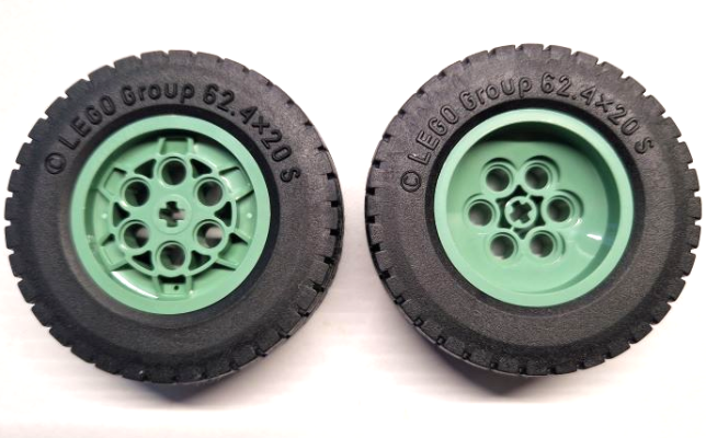 Wheel 43.2mm D. x 18mm - Flush Axle Stem with Black Tire 62.4 x 20 S (86652 / 32019)