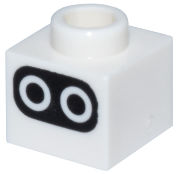 Brick, Modified 1 x 1 x 2/3 with Open Stud with Circle Eyes on Black Background Pattern (Super Mario Baby Blooper Face)