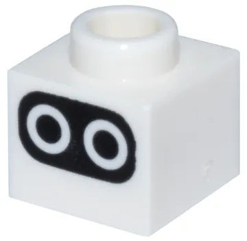 Brick, Modified 1 x 1 x 2/3 with Open Stud with Circle Eyes on Black Background Pattern (Super Mario Baby Blooper Face)