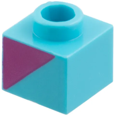 Brick, Modified 1 x 1 x 2/3 with Magenta Triangle Pattern Model Left Side