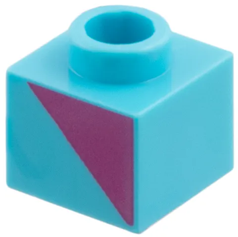 Brick, Modified 1 x 1 x 2/3 with Magenta Triangle Pattern Model Right Side